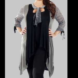 Black Lace Open Cardigan Duster